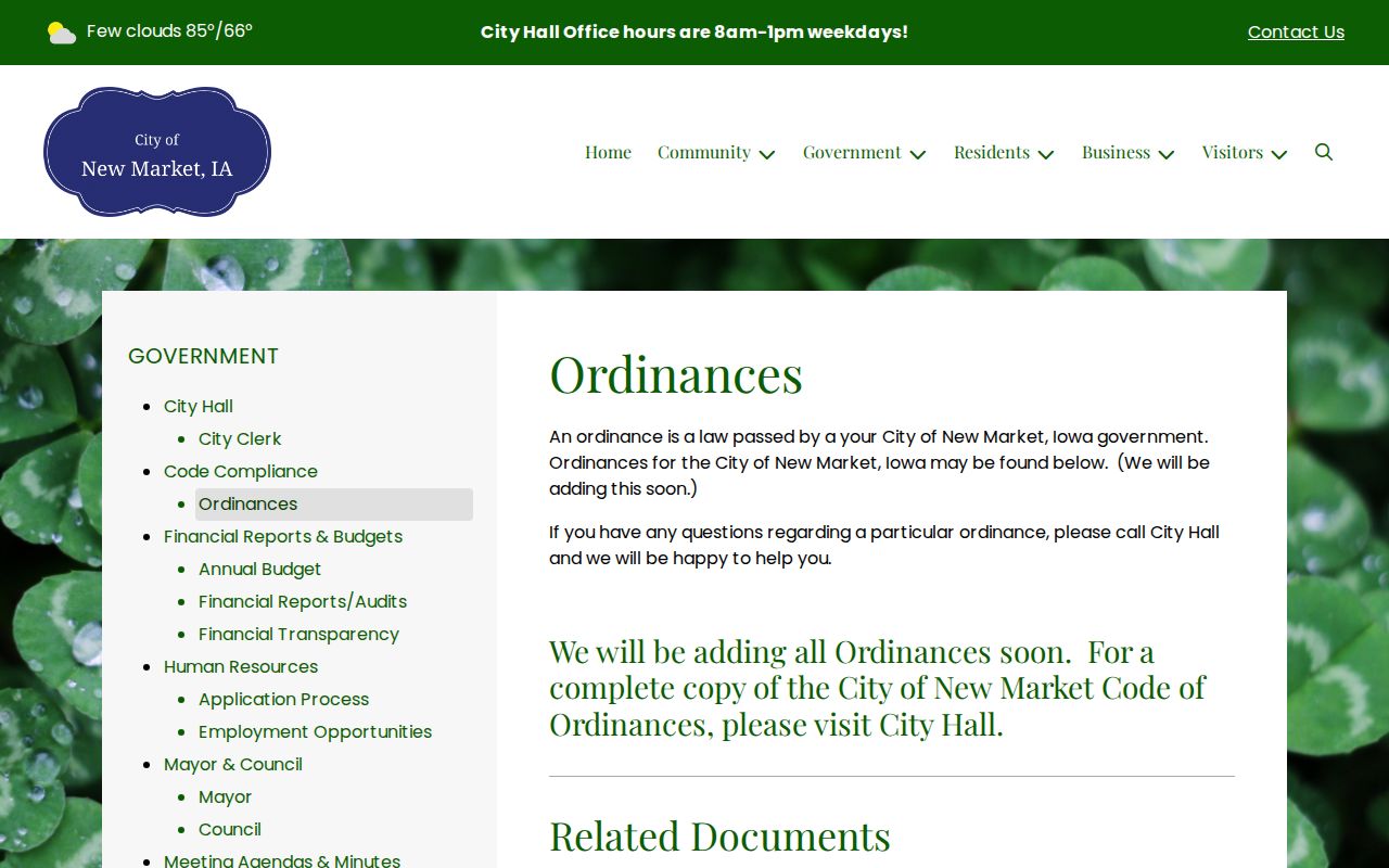 New Market warrant records ordinance and traffic code interface
